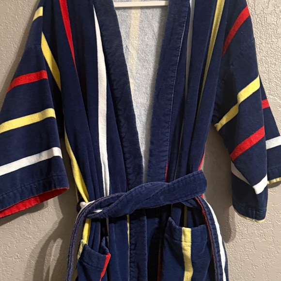 Vintage 100% Cotton Striped Bathrobe • Made in Brazil Medium - Picture 9 of 12